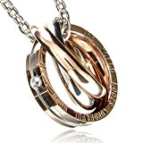 #3: [ナピスト]Napist トリプル リング ステンレス ネックレス キュービック ジルコニア が光る WITH YOU ピンクゴールド レディース