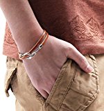 #9: シルバーフッ ク革ヒモレザー ブレスレット 革紐 メンズ レディース シンプル Fサイズ キャメル