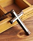 #8: シンプル デザイン ウッド クロス 木 の 素材 の 十字架 ネックレス ベルベット ロープ ロング スタイル レディース メンズ