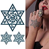 #9: 【 2枚セット 】 タトゥー シール 2枚 セット トライバル in ヘキサグラム 六芒 星 スター tatoo