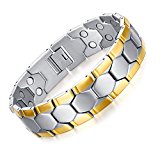 #10: JFUME 18 K金メッキ 32粒 メンズ ステンレス製 抗疲労 睡眠改善 紳士 磁気ブレスレット 健康 【サイズ調整工具が付属】