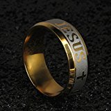 #4: 【ノーブランド品】　ゴールド　8MM　メンズ・レディース　ステンレススチール製　イエス・キリスト教会　ウェディング　バンドリング