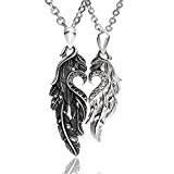 #5: 【ヴェルヴィ】 シルバー 925 フェザー ハート ペア ネックレス メンズ レディース (紙袋 BOX付き) tb316 (B・フェザーハート)