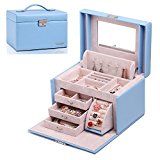 #10: ローリング(Rowling) アクセサリーケース　大容量　鏡付き　ジュエリーボックス　携帯用　アップグレード　ブルー