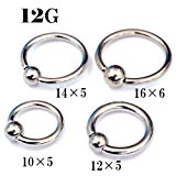 #10: キャプティブビーズリング 【12G】（ボディピアス/ボディーピアス） 最大直径（内径）１2mm×ボール5mm
