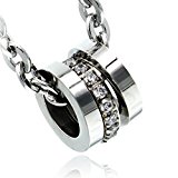 #4: [ナピスト]Napist ３つ の 輪 ラインストーン サージカル ステンレス ネックレス NPNS044 (メンズチェーン/シルバー)