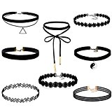 #8: Lantch かわいい　チョーカーセット　レディース　ネックレス レザー レスー　おしゃれ首輪　ガールズ　リボンチェーン　多様 (8pc)