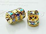 #8: 【 福縁閣 】天然石 パワーストーン ビーズ 平型　金ロンデル（オーラ） (100粒入り) （6mm）_KZ4-6/E5