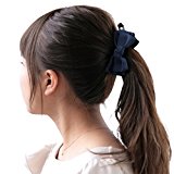#8: ボナバンチュール（Bonaventure） キャンディポン バナナクリップ （ グログラン × サテン 異素材MIX リボン バナナクリップ ） 小さめ レディース ヘアアクセサリー 人気 ブランド ヘアクリップ 髪留め 紺 ネイビー navy