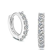 #10: エタニティ クリスタル フープ ピアス 小粒 ブリリアントカット CZ ダイヤモンド 7連 シルバー ジュエリー シンプル デザイン ラウンド 両耳セット