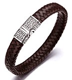 #5: Alex Chevalier（アレクスシェバリエ） “SOLO”コレクション ブランド品 ハンドメイド 本革 レザーブレスレット 腕輪 ダークブラン 茶色 チタン鋼製 磁性クラスプ ヨローパスタイル　ギフトボックス付き　長さ21ｃｍ