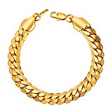 #8: U7 喜平ブレスレット メンズ チェーン 21cm 9mm ヒップホップ アクセサリー 喜平チェーン K18金メッキ[H2489]