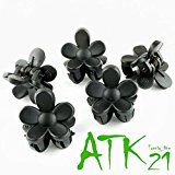 #8: [ATK21] （5個セット） フラワー マットカラー ブラック ミニバンスクリップ プチヘアクリップ 大人可愛い レディース アクセサリー（ブラック）