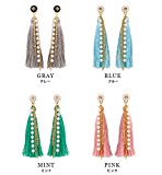 #1: 女性たち 18K金メッキ パールチェーン 手作り タッセル クリップ または ピアス イヤリング (クリップ, green)