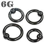 #1: キャプティブビーズリング ブラックカラー ワンタッチスプリングボール 【4G/5mm】（ボディピアス/ボディーピアス） (内径18mm×ボール径8mm)