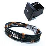 #7: [リベルタ]LIBERTA メンズ レディース レザーバングル レザーブレスレットメンズブレスレット レディースブレスレット 21.5cm ブレスレットボックス シルバー