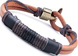 #5: Jstyle[ジェイスタイル]　手作り　レザー　ブレスレット　革＆麻　メンズ　ブレスレット　腕輪　21.5cm　 (ブラウン)