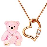 #7: [シアーズ] Sears 天然ダイヤ ラブハート ネックレス ピンクカラー ブルームーンストーン (6月) テディベア ピンク