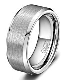 #7: TICENTRAL (W) タングステン リング メンズ  指輪 ,幅広 8mm ヘアライン加工 研磨 RING  シンプル ファッション アクセサリー  カラー：シルバー（銀） (23)