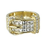 #3: 【SWAROVSKI 】 クリスタライズ スワロフスキー ベルト リング イエローゴールドカラー カジュアル ゴージャス 指輪