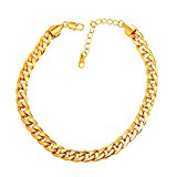 #7: U7 アンクレット レディース/メンズ 喜平チェーン ゴールド K18金メッキ 幅7mm ヒップホップ アクセサリー[A755]