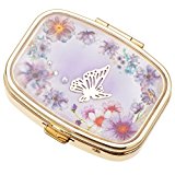 #7: 携帯用アクセサリーケース 蝶 バタフライ ちょうちょう ラインストーン パール ミラー付 パープル