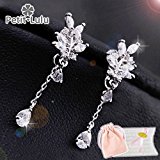 #6: 【Petit Lulu shop】 ピアス レディース AAA級 ダイヤモンドCZ 木の葉（小） しずく バックキャッチ フープ 揺れる 18金RGP プ…