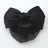 #7: リボン バレッタ ネット付き シニヨン ブラック 冠婚葬祭 就活 フォーマル まとめ髪 リボン