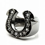 #1: ジナブリング (JINA BRING) 指輪 リング ブラックルテニウムコーティング 馬蹄 ラッキースター Brass素材 #17