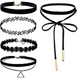 #9: DAOHE レディースブラックベルベットチョーカーネックレス女の子のためのレースチョーカータッセルゴシックタトゥーチェーン… 4pc/5pc/6pc/8p…