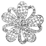 #9: ブローチ　ラインストーン　花　キラキラ　結婚式　パーティー　宴会　シルバー