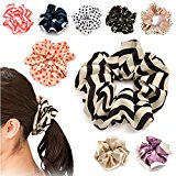 #3: シュシュ ヘアゴム ヘアアクセサリー シフォン ドット カモフラ 黒 リボン B,2