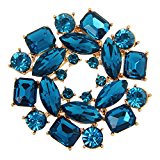 #8: 【ノーブランド 品】ゴージャスな　花　青い宝石　ディアマンテ　クリスタル　ブローチ　宝石の贈り物　ピン