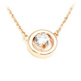 #9: [Priva]プライバ Smart キュービック ジルコニア サークラウンド シングル ストーン ネックレス ピンクゴールド