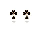 #4: [比翼堂]レディース 「幸運の クローバー ピアス」 サージカルステンレス プラチナコーティング 高級フランネルケース付き ギフト梱包済み 2カラー (ブラック)