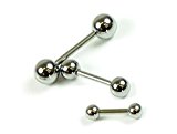 #9: 【3個セット】 ショート ストレートバーベル ステンレス ： 16GA(1.2mm_内径8mm_ボール4mm)×3個