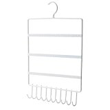 #3: Demiawaking 壁掛け棚 収納 ジュエリースタンド スチール製 66穴 10フック おしゃれ ディスプレイ用 ネックレス イヤリング 髪のリング ジュエリー収納 小物収納 (ホワイト)