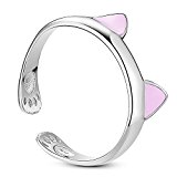 #1: Sweetiee かわいい 猫 リング 爪 耳 ピンク シルバー925 17mm 7号 友達 恋人へ リング 指輪 純銀 フィンガー バンド