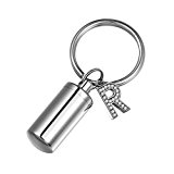 #10: HOUSWEETY アルファベットR カプセル ボトル メモリアル ペンダント ネックレス キーボルダー 両用アクセサリー 28x11mm