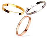#5: [NCon.] ワンポイント バングル サージカルステンレス ファッション ジュエリー【アレルギー対策】リング ブレスレット (ゴールド・ローズゴールド・シルバー　3点セット)