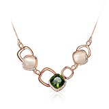 #9: IUHA(イウハ) 【知的・シック】ネックレス オーストリア産クリスタル キュービックジルコニア 人工キャッツアイ (グリーン)