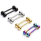 #8: Jovivi Mak　ボディピアス　ステンレス ストレート バーベル　アレルギーフリー　舌ピアス 軟骨ピアス　14G(1.6mm_長さ16mm_ボール4/5/6mm)×8個 ギフトバッグを提供 (ボール5ｍｍ)