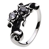 #3: 【セノーテ】 cenote r0250 21号 【シルバーアクセサリー】 ダブルローズリング ホワイトジルコニア ブラックジルコニア