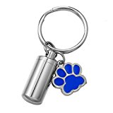 #1: HOUSWEETY 肉球チャーム カプセル ボトル メモリアル ペンダント ネックレス キーホルダー 両用アクセサリー 色:ブルー 2.8×1.1cm