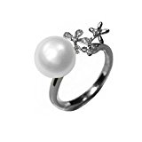 #3: 女性の10 – 11ミリメートルS925シルバーボタン淡水パールリング (10-11mm) [並行輸入品]