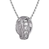 #5: [ハワイアン シルバー ジュエリー] Hawaiian Silver Jewelry プルメリア × 波 ダブルリング ネックレス ジルコニア付き シルバー925 [インポート]