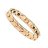 #5: Rakii ゲルマニウムブレスレット 純度99.99 ステンレス ヘマタイト (レディース(ピンクゴールド))