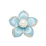 #8: Yoursfs パール ジルコニア ピンクゴールドメッキ ブローチ 花 桜 ブルー