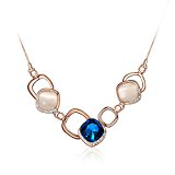 #9: IUHA(イウハ) 【知的・シック】ネックレス オーストリア産クリスタル キュービックジルコニア 人工キャッツアイ (ブルー)