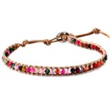 #10: Binich(ビニッチ) 天然石 レザー アンクレット (カットミックスアゲート)